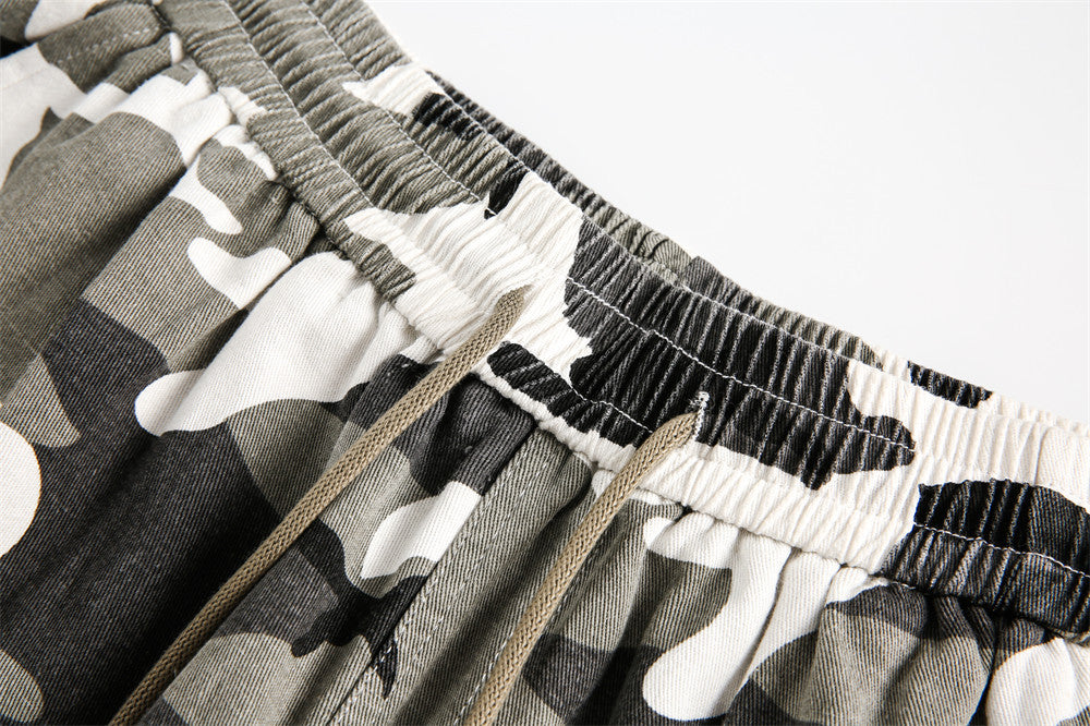 Rugged Camo Distressed Shorts