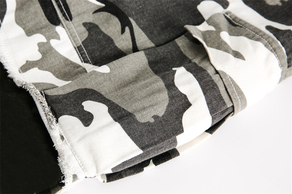 Rugged Camo Distressed Shorts
