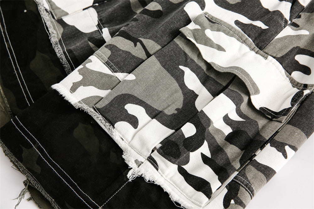 Rugged Camo Distressed Shorts