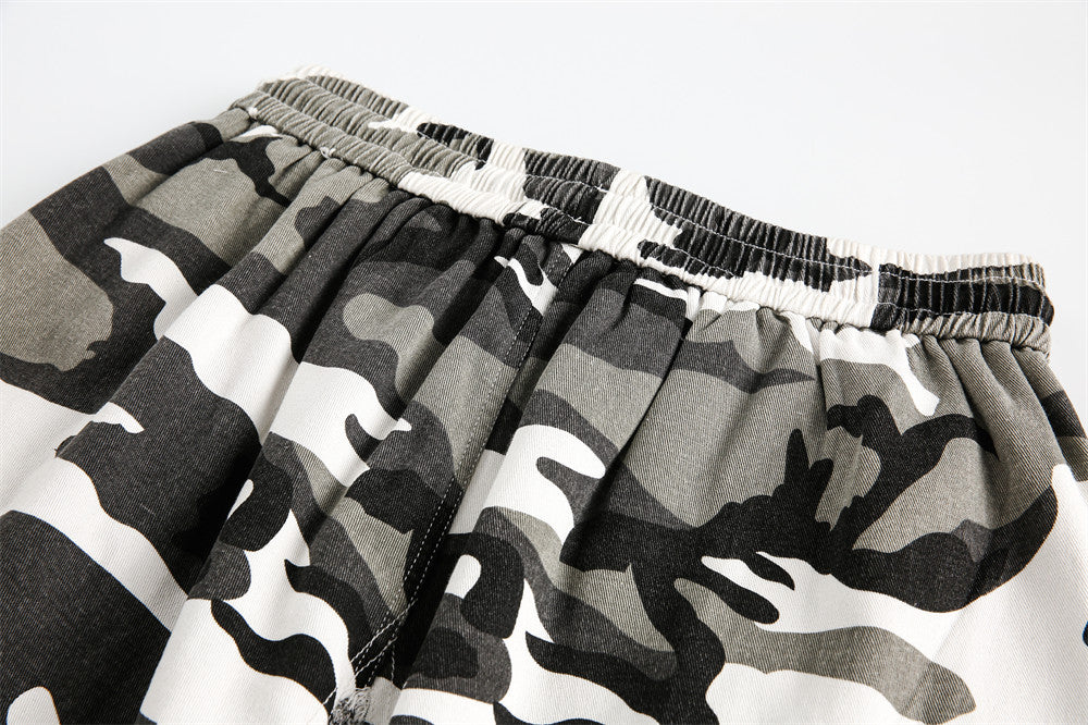 Rugged Camo Distressed Shorts