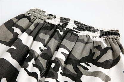 Rugged Camo Distressed Shorts