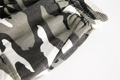 Rugged Camo Distressed Shorts