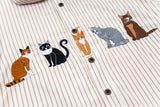 Cool Cartoon Kitten Stripe Short-Sleeve Shirt