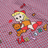 Cool Cartoon Embroidered Plaid Short-Sleeved Shirt