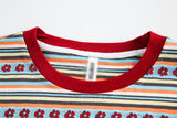 Stylish Floral Striped Crewneck T-Shirt