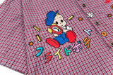 Cool Cartoon Embroidered Plaid Short-Sleeved Shirt