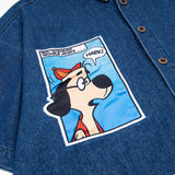 Trendy Cartoon Puppy Embroidered Denim Shirt