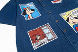 Trendy Cartoon Puppy Embroidered Denim Shirt