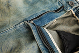 Abstract Printed Denim Shorts
