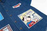 Trendy Cartoon Puppy Embroidered Denim Shirt