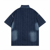 Vintage Denim Distressed Short Sleeve Shirt