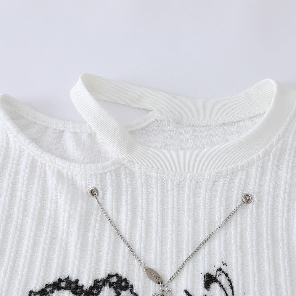 Butterfly Print Casual Round Neck T-Shirt