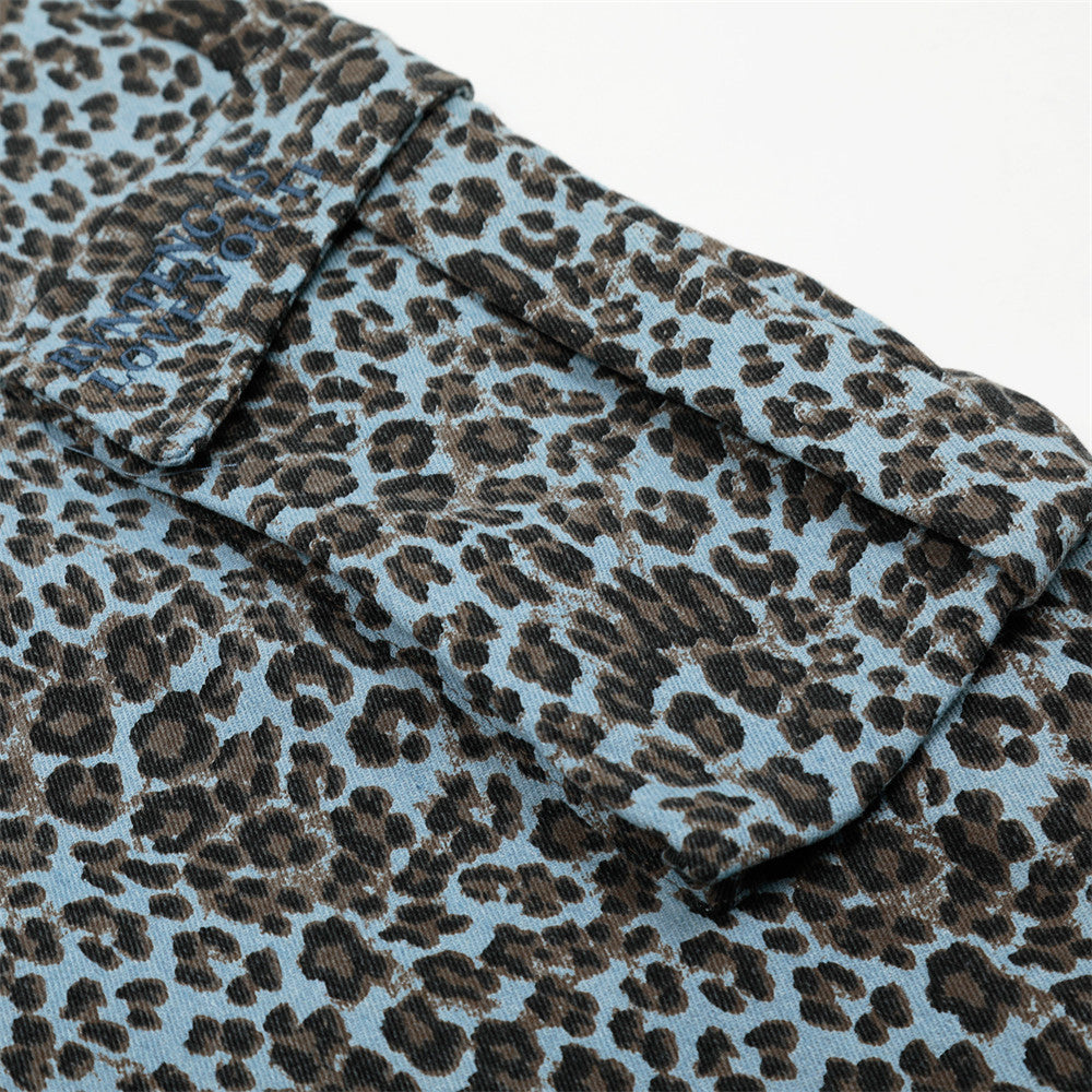 Leopard Print Wide Leg Cargo Pants
