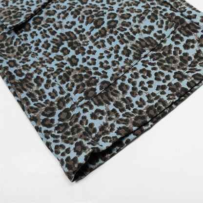 Leopard Print Wide Leg Cargo Pants