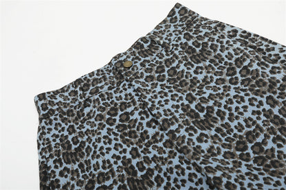 Leopard Print Wide Leg Cargo Pants