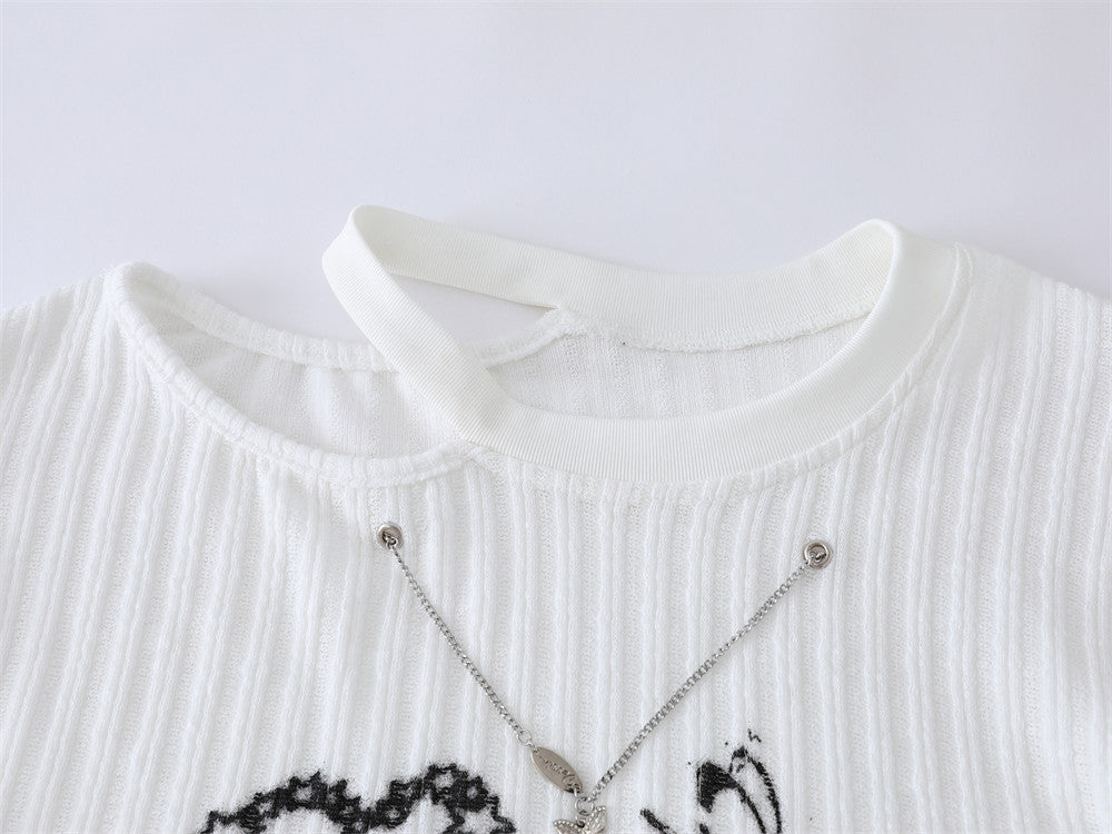 Butterfly Print Casual Round Neck T-Shirt