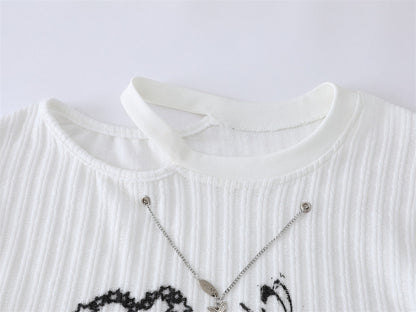 Butterfly Print Casual Round Neck T-Shirt
