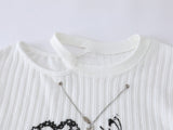 Butterfly Print Casual Round Neck T-Shirt