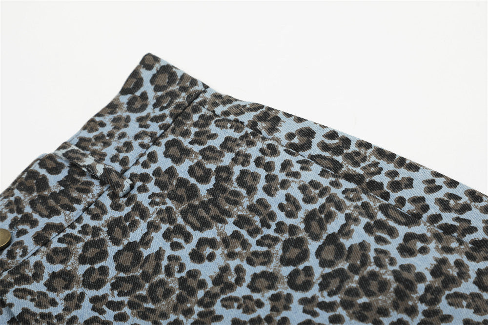 Leopard Print Wide Leg Cargo Pants