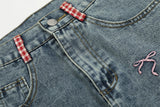 Cartoon Love Embroidery Denim Jeans