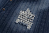 Vintage Denim Distressed Short Sleeve Shirt