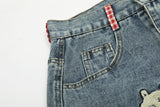 Cartoon Love Embroidery Denim Jeans