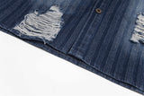 Vintage Denim Distressed Short Sleeve Shirt