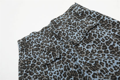 Leopard Print Wide Leg Cargo Pants