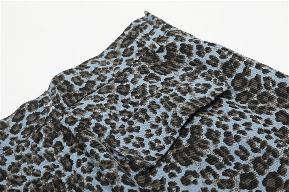 Leopard Print Wide Leg Cargo Pants