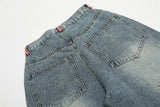 Cartoon Love Embroidery Denim Jeans