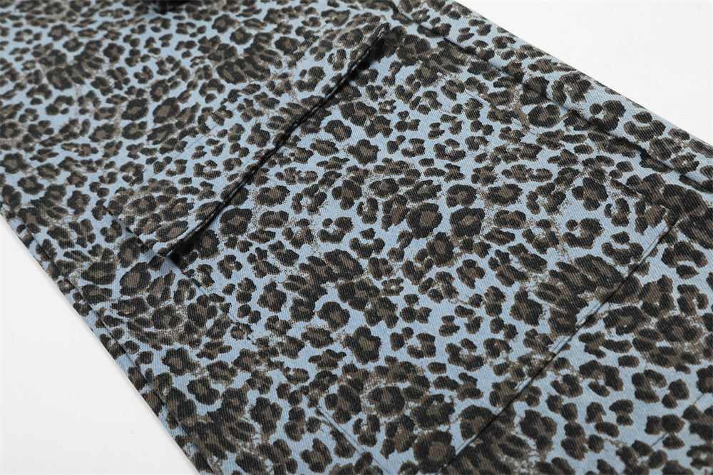 Leopard Print Wide Leg Cargo Pants