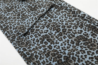 Leopard Print Wide Leg Cargo Pants