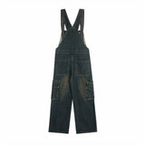 Vintage Cartoon Embroidered Denim Overalls Pants