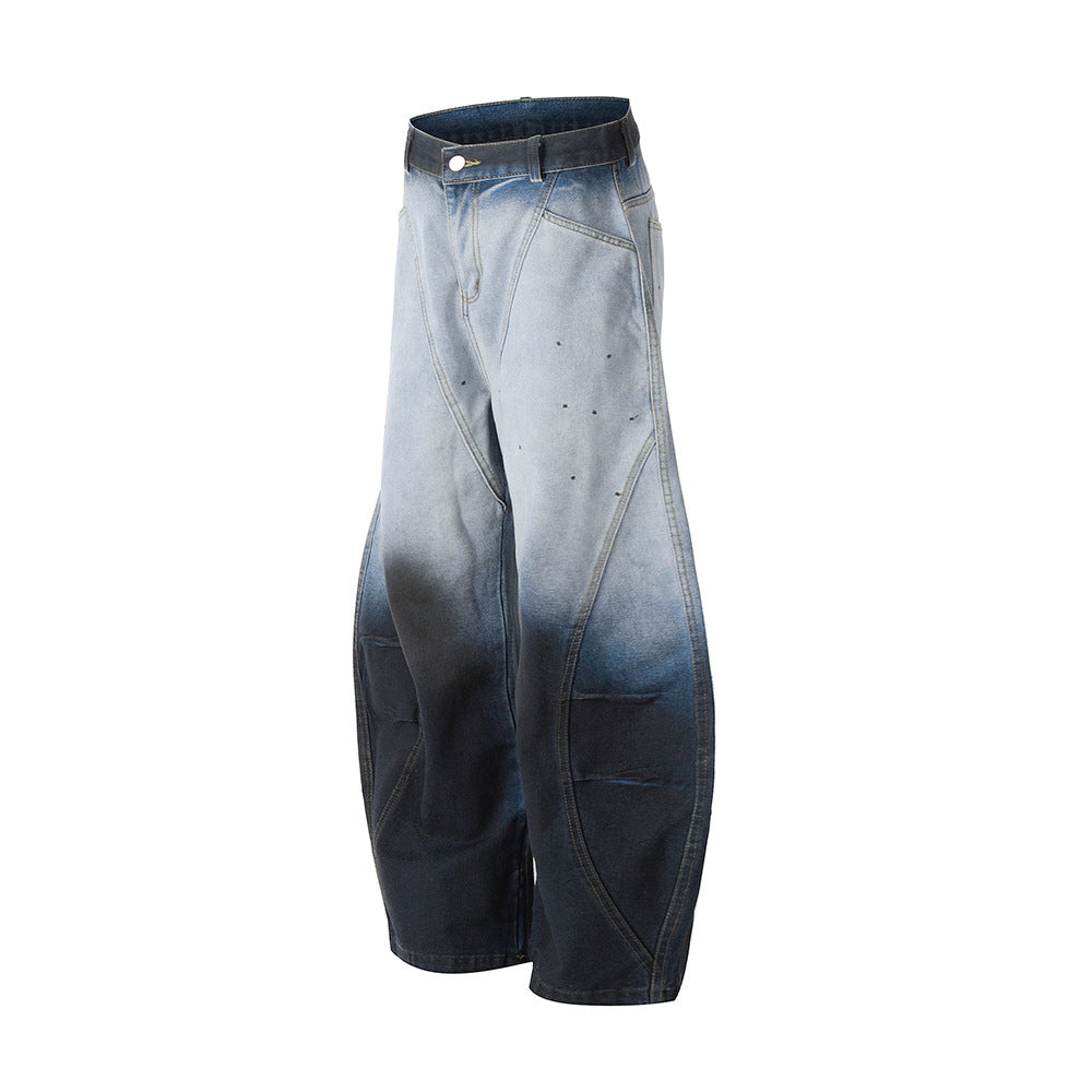Bold Gradient Tie Dye Pleated Jeans