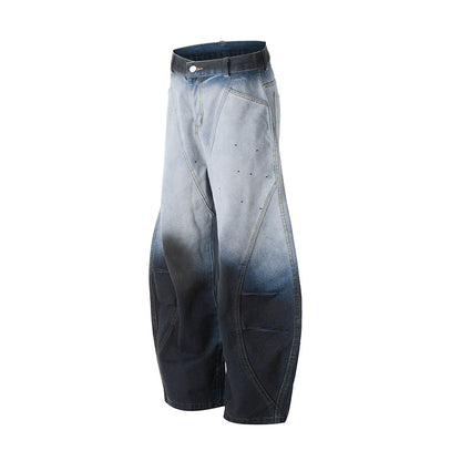 Bold Gradient Tie Dye Pleated Jeans