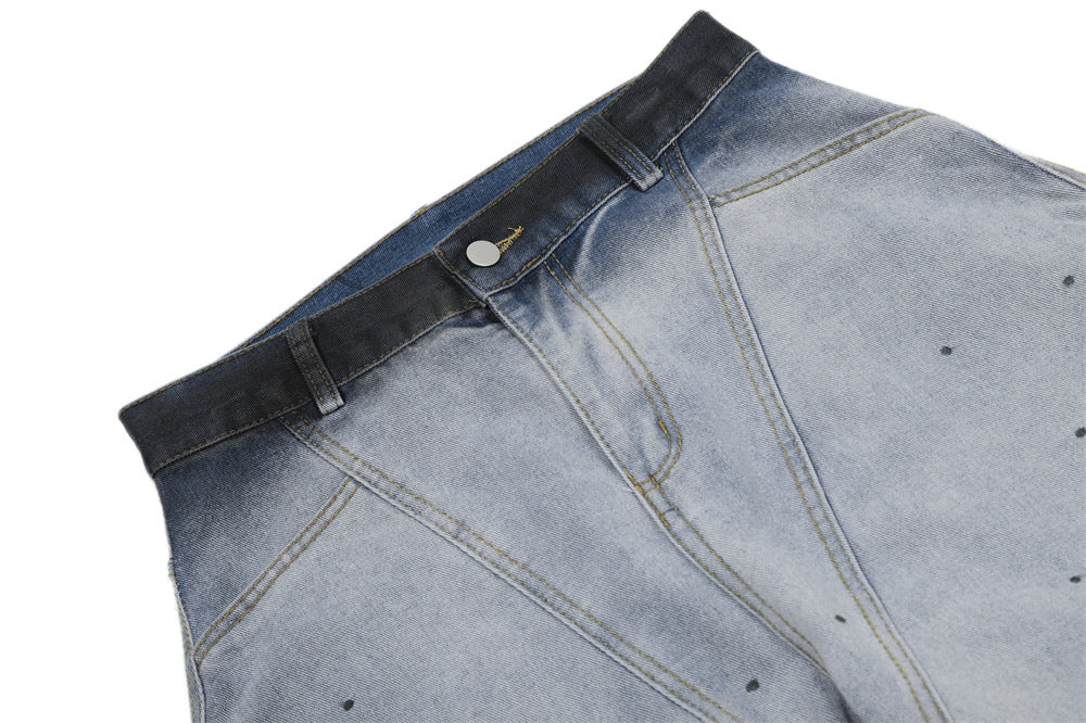 Bold Gradient Tie Dye Pleated Jeans