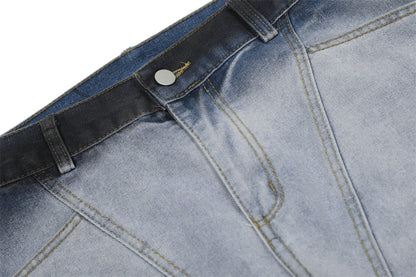 Bold Gradient Tie Dye Pleated Jeans