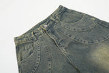 Vintage Washed Denim Scimitar Pants