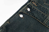 Vintage Cartoon Embroidered Denim Overalls Pants