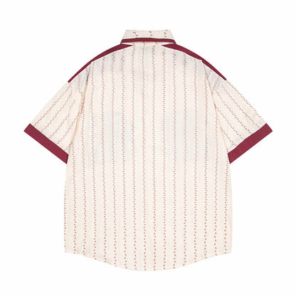 Color Blocking Vertical Stripe Cartoon Shirt