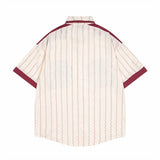 Color Blocking Vertical Stripe Cartoon Shirt