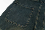 Vintage Cartoon Embroidered Denim Overalls Pants