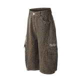 Leopard Denim Wide Leg Tooling Pants
