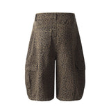Leopard Denim Wide Leg Tooling Pants