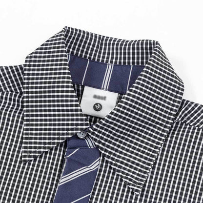 Stylish Plaid Color Block Shirt