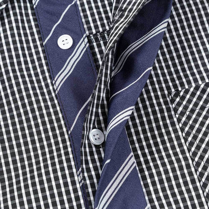 Stylish Plaid Color Block Shirt