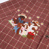 Plaid Hip Hop Bear Embroidered Shirt