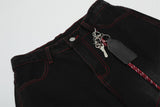 Chained Embroidered Loose Fit Wide Jeans