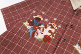 Plaid Hip Hop Bear Embroidered Shirt