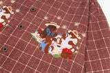 Plaid Hip Hop Bear Embroidered Shirt